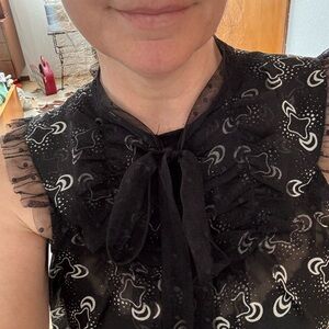 Anna Sui goth sheer polka dot net ruffle harajuku babydoll top